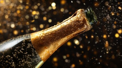 Golden bubbles rise in a champagne glass, celebrating life's sparkling moments.
