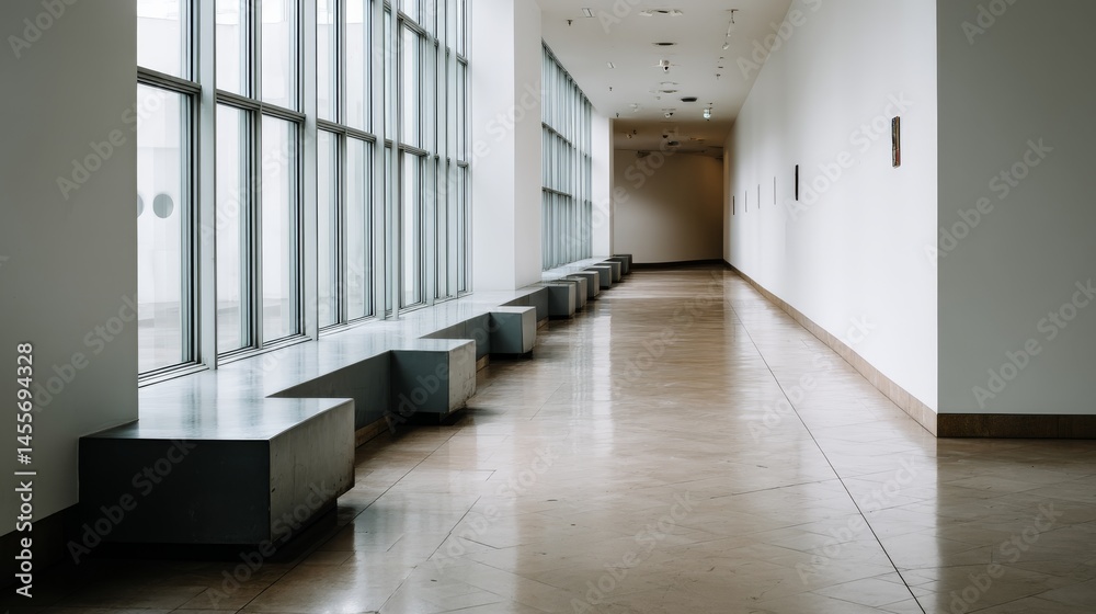 Aufkleber a sleek gray window frame with vertical panes is showcased in a minimalist hallway, emphasizing clea