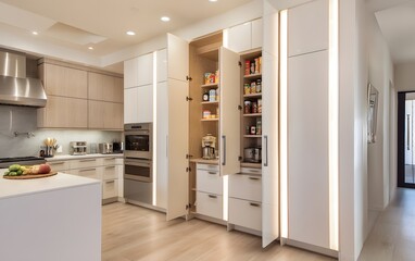 Modern Kitchen Design with Integrated Pantry Solutions A Symphony of Light and Space for Culinary Creativity and Elegant Living Experience