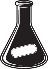 Conical Flask Silhouette Black Vector | Science Lab Equipment Vector