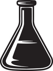 Conical Flask Silhouette Black Vector | Science Lab Equipment Vector