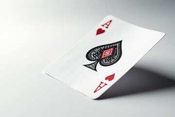 Close-up of a flipped playing card against white , playing, isolated, trick