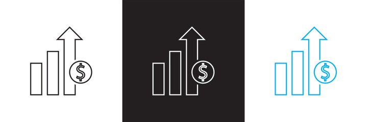 Profit icon.  Vector for websites, mobile interfaces, presentations, banner, visual branding etc. Vector illustration. isolated on white and black background. EPS 10 