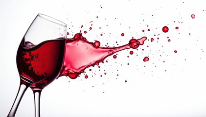 Fototapeta premium Elegant splash of red wine against pure white, liquid, food photography