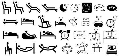 Various Icons Illustrating Different Sleeping and Resting Positions for Every Preference