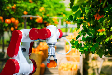 Agricultural industry with artificial intelligence robots concept