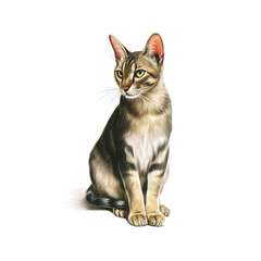 Obraz premium Mekong Bobtail Cat Sitting White Background