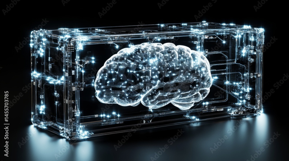 Aufkleber Neural Network Representation on a Microchip Illustrating the Intersection of Technology and Artificial Intelligence in a Concept Image