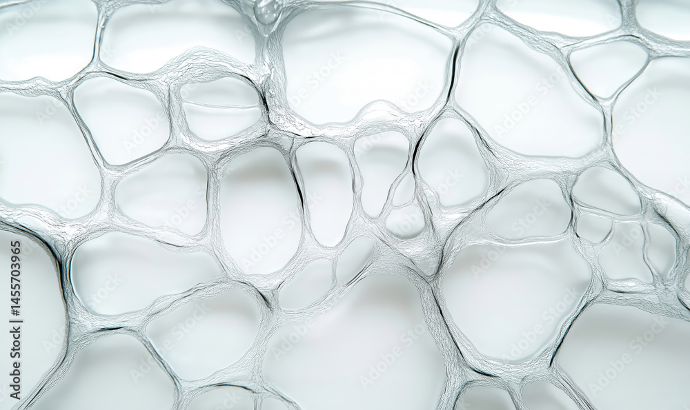 Poster abstract close-up of transparent soap bubbles with intricate patterns and textures.