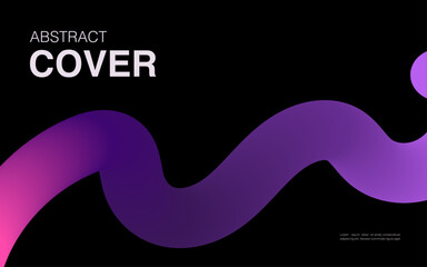  abstract horizontal banner, with neon gradient abstract free lines 3d  elements  on the black background, cover, wallpaper, web, copy space, template vector illustration