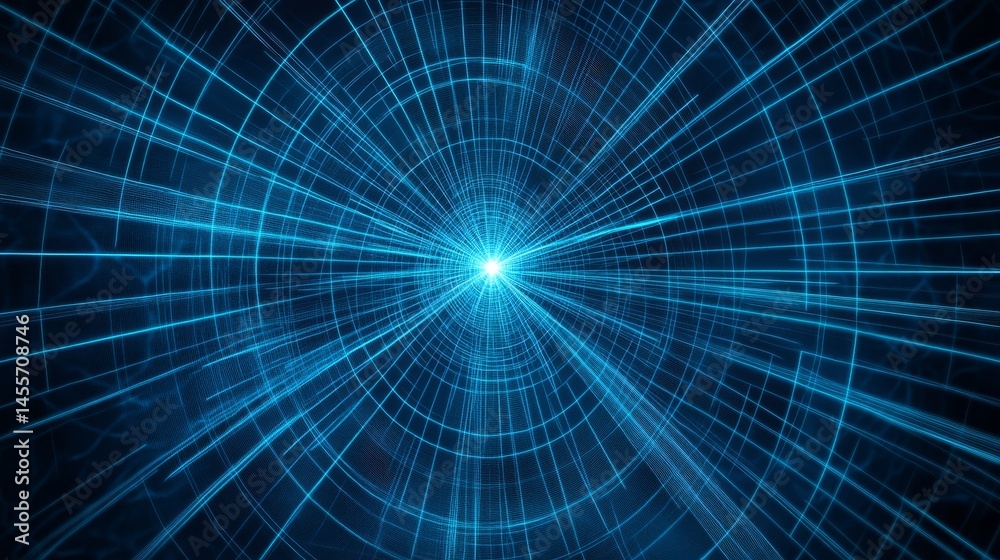 Aufkleber Digital Concentric Circles Create a Mesmerizing Visual Effect Representing Technology and Data Flow in a Futuristic Design