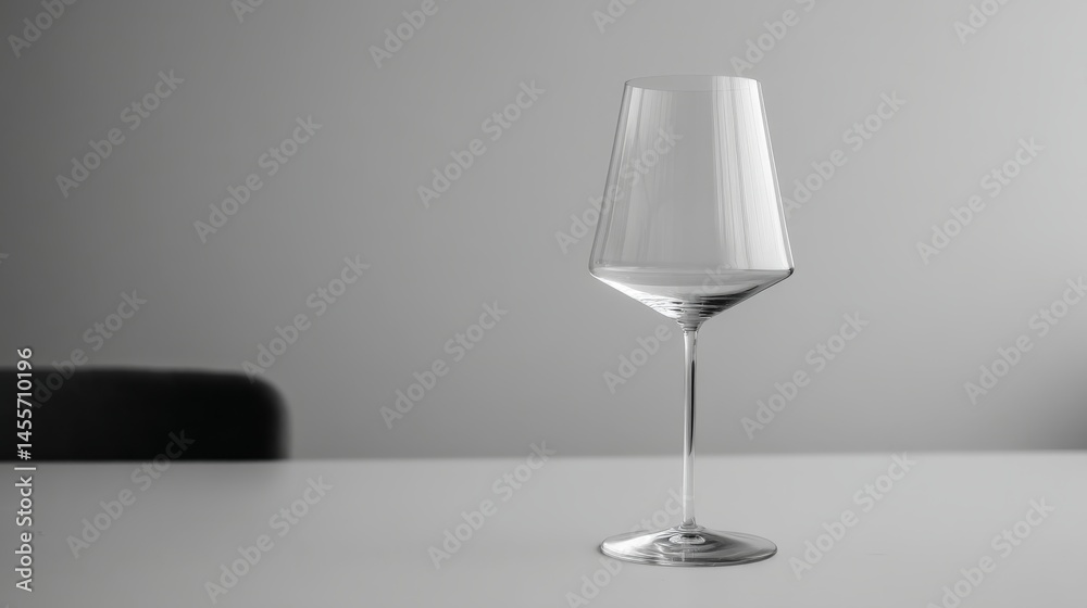 Aufkleber a clear wine glass rests elegantly on a matte table surface, enhanced by soft ambient shadows