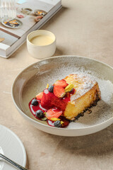 French Toast Elegant Dessert with Berry Compote Artistic Presentation