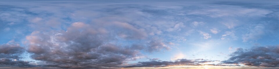 Cloudy sky at sunset creating dramatic panorama