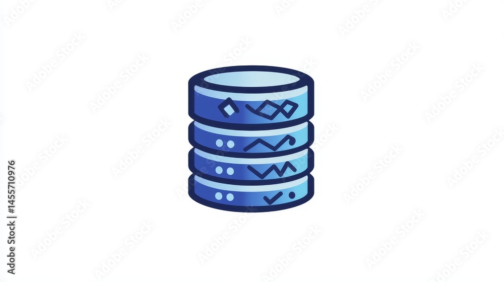 Aufkleber Data Storage Concept Illustrating Database Integration With Network Connections and Data Points in a Streamlined Design