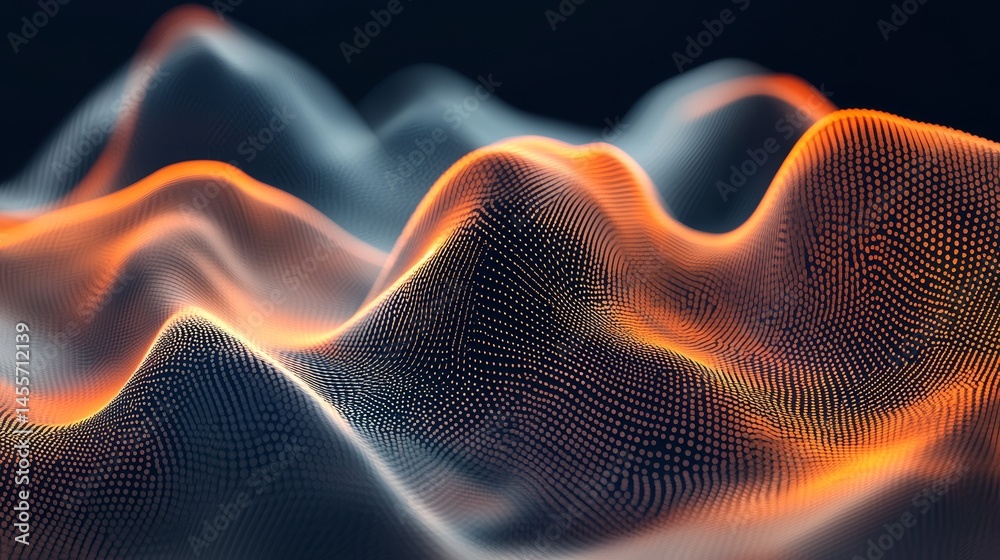 Poster flowing waves of soft fabric display a gradient of warm peach and cream shades, creating a serene an