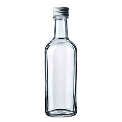 Glass bottle with a white cap on a plain background showcasing its shape and design features for product display