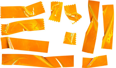 Orange Wrinkled Adhesive Tape Crosses Set Illustration for Scrapbooking and Craft Projects