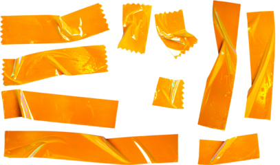 Orange Wrinkled Adhesive Tape Crosses Set Illustration for Scrapbooking and Craft Projects