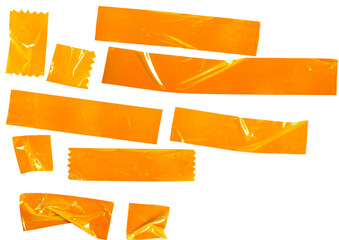 Orange Wrinkled Adhesive Tape Crosses Set Illustration for Scrapbooking and Craft Projects