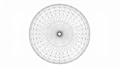 Dynamic geometric patterns in circular design abstract art digital composition minimalistic environment aerial view visual rhythm