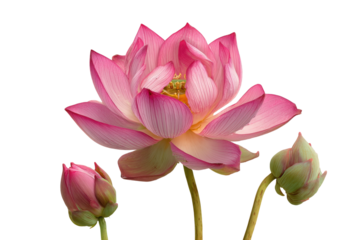 Pink Lotus Flower With Water Droplets On Transparent Background