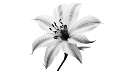 Black and white lily flower photography floral art monochrome nature on transparent background