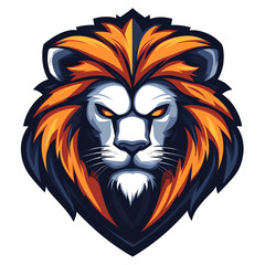Fototapeta premium Majestic lion head with fiery mane on transparent background symbol of strength and power