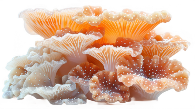 Mushroom identification guide orange and white fungi nature biology food on transparent background