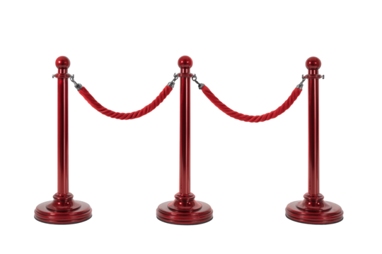 Red Velvet Rope Barriers With Chain Barrier On Abstract Background