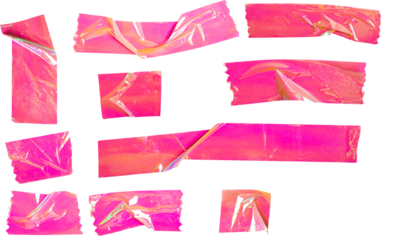 Pink Iridescent Wrinkled Tape Strips Set Illustration for Decorative Craft and Design Projects