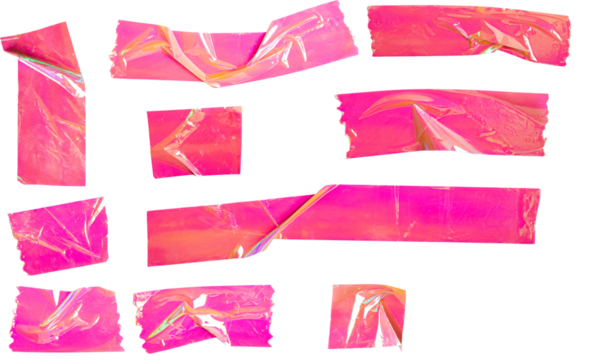 Pink Iridescent Wrinkled Tape Strips Set Illustration for Decorative Craft and Design Projects