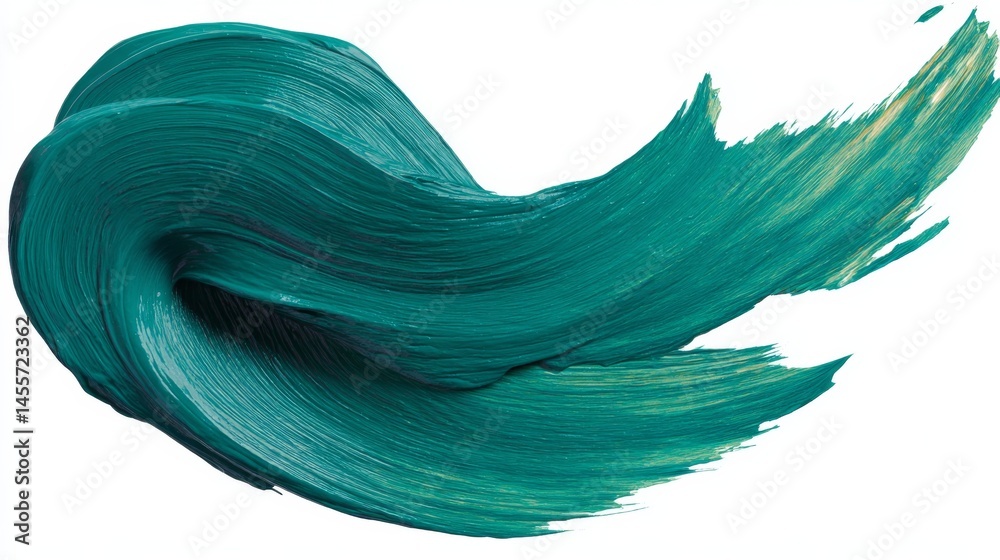 Aufkleber bold neon teal paint with smooth brushstrokes highlights the contrast against a white background, pr