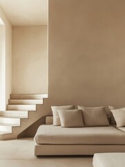 Modern Minimalist Interior Design Featuring Natural Materials, Neutral Tones, and an Inviting Atmosphere in a Spacious Room With Unique Decor