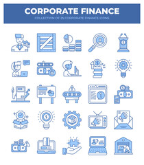 Corporate Finance Icon Set. 25 Essential Icons for Business