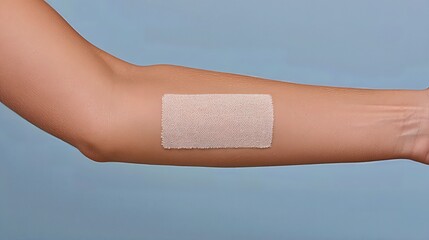 An arm with a small adhesive bandage applied after an injection, symbolizing the protective power of vaccination.
