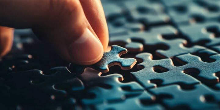 Human hands interacting with puzzle pieces, symbolizing task completion and problem-solving.