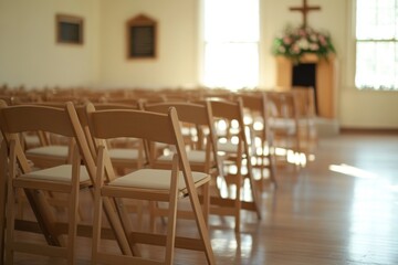 Chairs Lined Up for Memorial Service in Serene Setting  