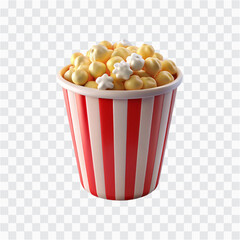 3D Popcorn Icon Render | Movie Snack Illustration PNG | Cinema Food Bucket Design