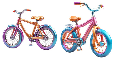 Fototapeta premium Set of Vibrant 3D Glossy Bicycle with Smooth Curves on Transparent Background