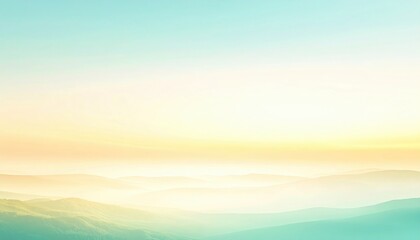 Obraz premium Serene sunrise over misty mountains nature landscape photography tranquil environment wide angle view