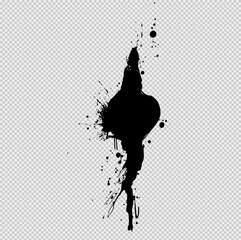 Obraz premium Minimalist black and white logo of an ink blot with irregular, organic edges and splatter details. Subtle pastel shading adds texture, evoking spontaneity, creativity, and abstract elegance.