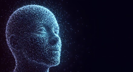 Glowing Blue Particle Human Head for Tech and Innovation Stock Photography HD