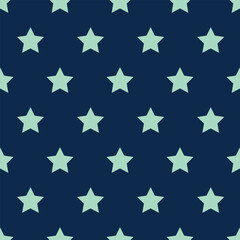 Vector seamless pattern with turquoise stars on a dark blue background