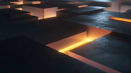 Abstract Tech Landscape with Glowing Cubes A Modern and Futuristic Wallpaper Perfect as a Digital Backdrop for Technology Enthusiasts