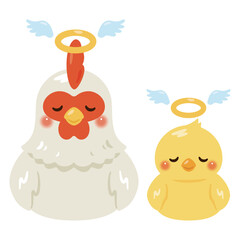 亡くなったニワトリとヒヨコのイラスト