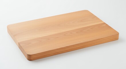 Isolated wooden cutting board on white background top down perspective