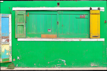 green old wooden window