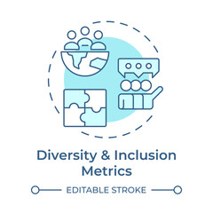 Diversity and inclusion metrics soft blue concept icon. Track representation and equity. Workforce insight. Round shape line illustration. Abstract idea. Graphic design. Easy to use blog post