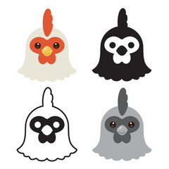 ニワトリの顔アイコンセット